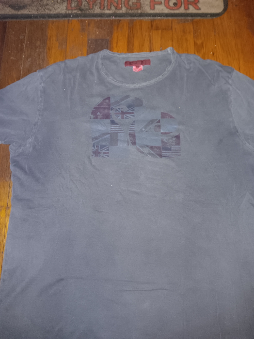 Men's Navy Graphic Crew Tee with Subtle Flag Motif